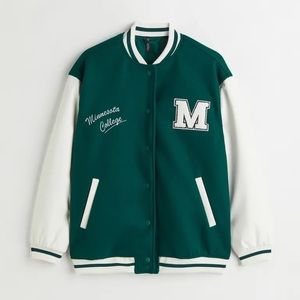 NWOT green varsity jacket H&M